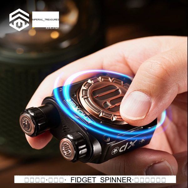 CAIJUE Twin Link Fingertip Gyro Slap Coin Black Tech Stress Relief Handl...